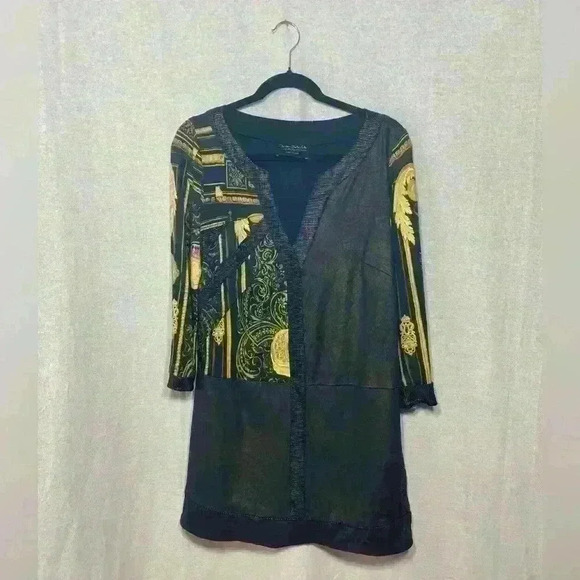 MADE IN ITALY Yellow & Black Tunic Sz M in Like New Condition - Picture 1 of 7
